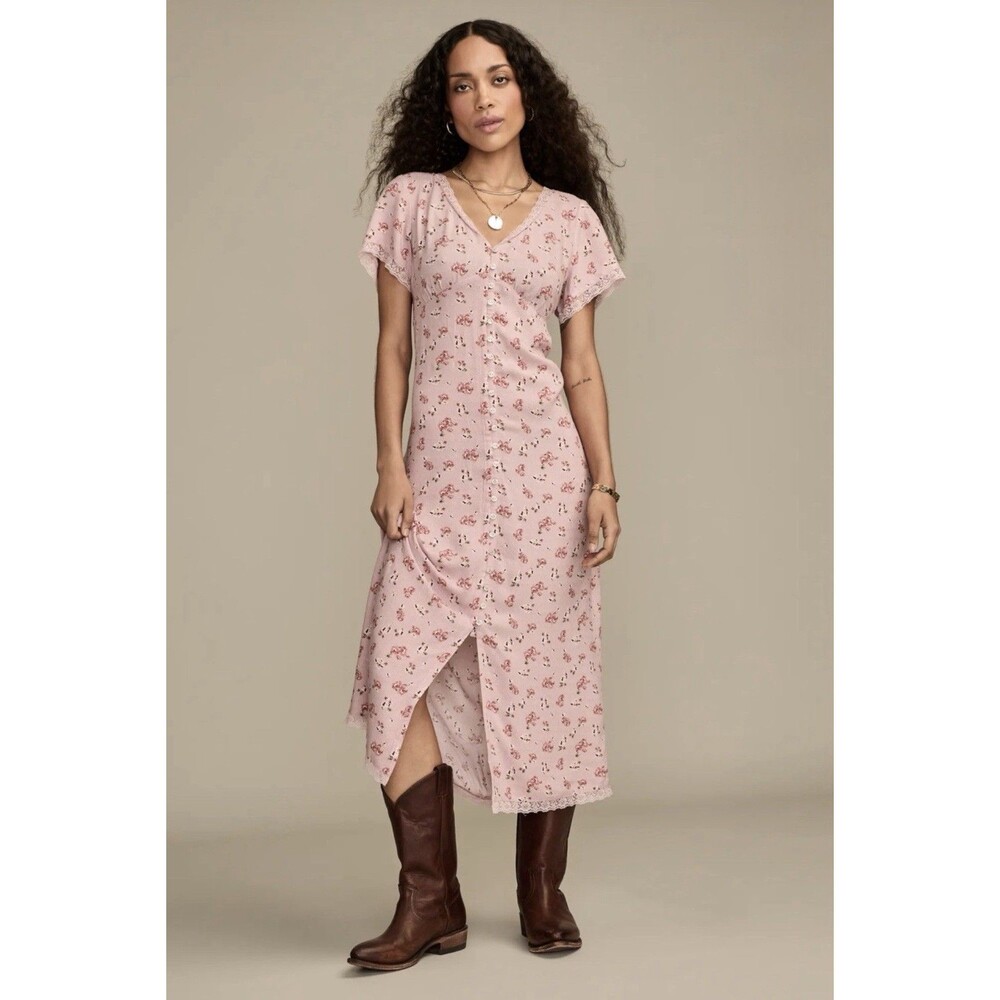 Lucky Brand NWT Simone Floral Button Down Midi Dress XXL Boho Western Cowgirl